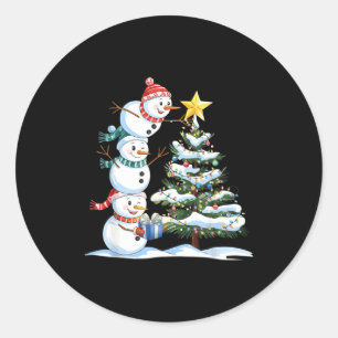 Adesivo Redondo Boneco de Neve de Natal Árvore de Natal Boneco de