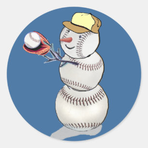 Adesivo Redondo Boneco de neve do basebol