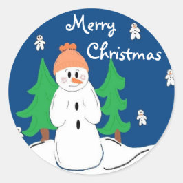 Adesivo Redondo Boneco de Neve e Amigos