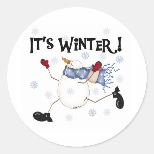 Adesivo Redondo Boneco de neve é inverno