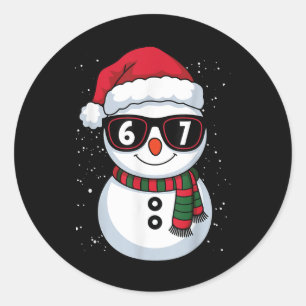 Adesivo Redondo Boneco de Neve Engraçado Seis Sete Natal 67 Meme G