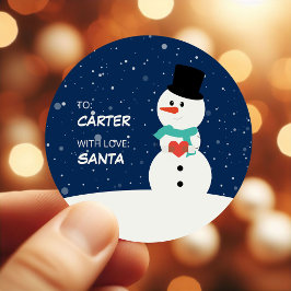 Adesivo Redondo Boneco de Neve Fofo Presente de Natal para Criança