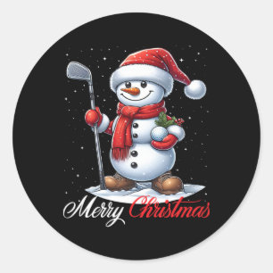 Adesivo Redondo Boneco de Neve Golfe Feliz Natal Meninos Meninas C