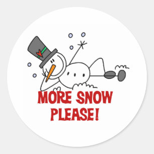 Adesivo Redondo Boneco de Neve Mais Neve Por Favor