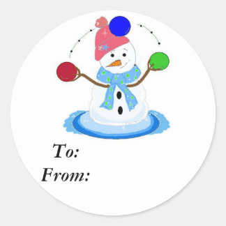 Adesivo Redondo Boneco de Neve Malabarista