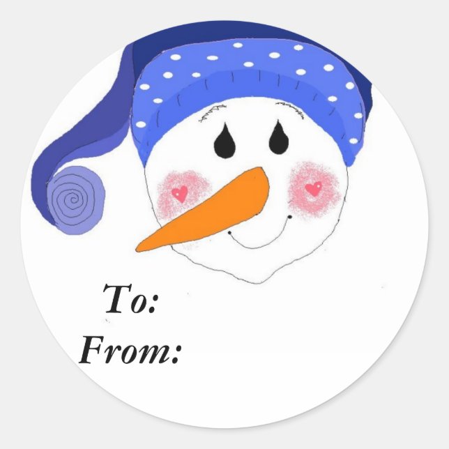 Adesivo Redondo Boneco de Neve Sorridente (Frente)