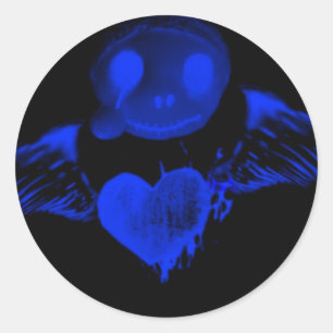 Adesivo Redondo Boneco e coração gótico