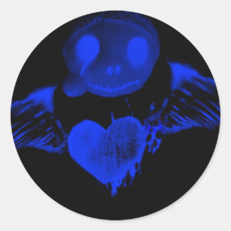 Adesivo Redondo Boneco e coração gótico