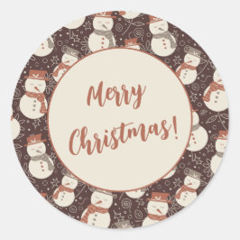 Adesivo Redondo Bonecos de Neve Relaxados - Feliz Natal! vermelho