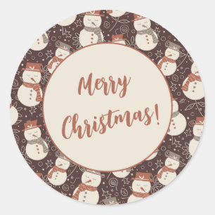Adesivo Redondo Bonecos de Neve Relaxados - Feliz Natal! vermelho 