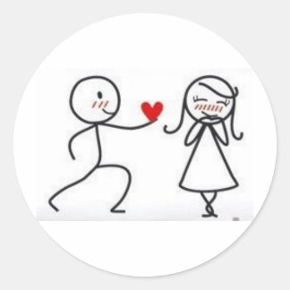 Adesivo Redondo bonequinhos apaixonados