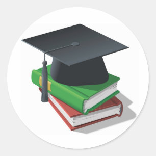 Adesivo Redondo Bonés de formatura e livros