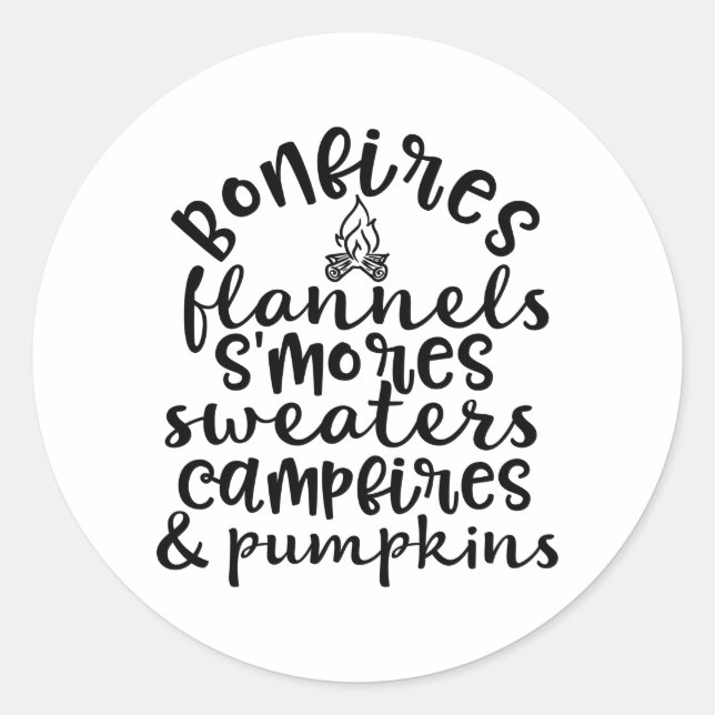 Adesivo Redondo Bonfire Flannels Smores Smashing Pumpkin (Frente)