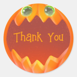 Adesivo Redondo Bonita Abóbora Obrigado Festa de Halloween Do Pump