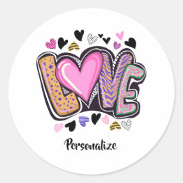 Adesivo Redondo Bonita Artsy LOVE - Dia do Namorados