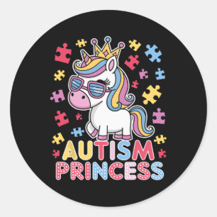 Adesivo Redondo Bonita Autismo Princesa Unicórnio Meninas Filhas A