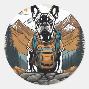 Adesivo Redondo Bonita aventura francesa Bulldog Nature