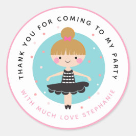 Adesivo Redondo Bonita Ballerina em vestido preto Obrigado Anivers