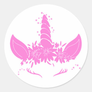 Adesivo Redondo Bonita cabeça de unicórnio - Escolher cor de fun