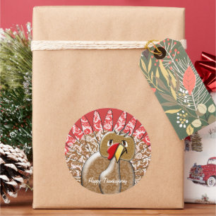 Adesivo Redondo Bonita Cartoon Ação de Graças Turquia