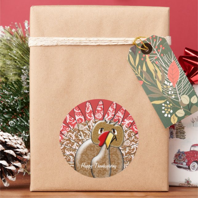 Adesivo Redondo Bonita Cartoon Ação de Graças Turquia (Feriado)