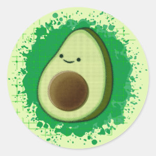 Adesivo Redondo Bonita Cartoon Avocado