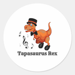 Adesivo Redondo Bonita Dança De Dança De Dinossauro - Tapassauro