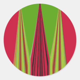 Adesivo Redondo Bonita design de arte fractal verde-amarela vermel