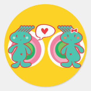 Adesivo Redondo Bonita Diversão de Cartoon Engraçado Engraçado