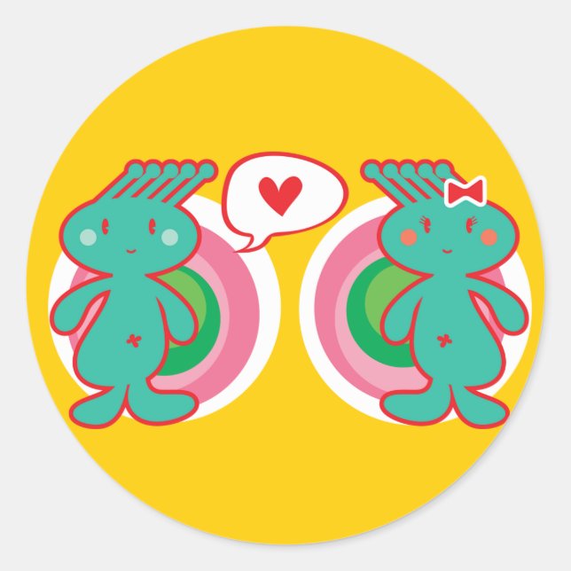 Adesivo Redondo Bonita Diversão de Cartoon Engraçado Engraçado (Frente)