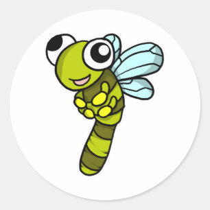Adesivo Redondo Bonita Dragonfly Fly Inseto Inseto Idea