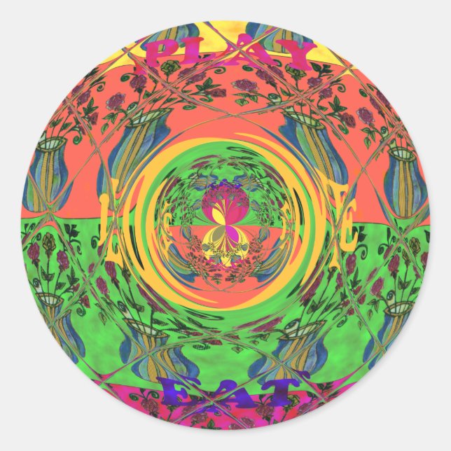 Adesivo Redondo Bonita e Bonita Impressão de Arte Floral (Frente)