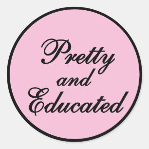Adesivo Redondo Bonita e educada - presente rosa bebê