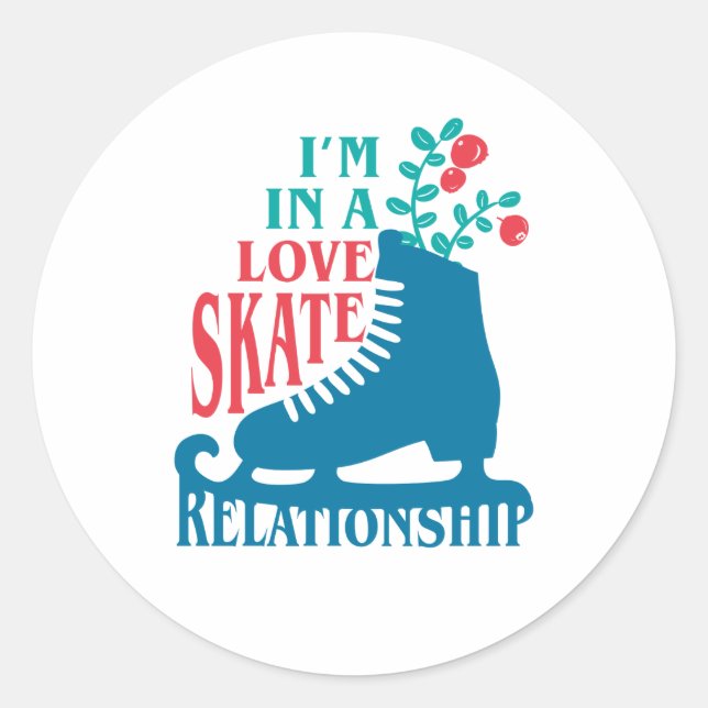 Adesivo Redondo Bonita figura Skating I m Love Skate Relationship (Frente)