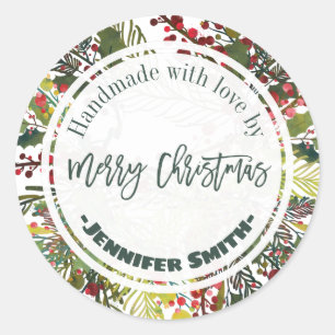 Adesivo Redondo Bonita Floral Feita Com Amor