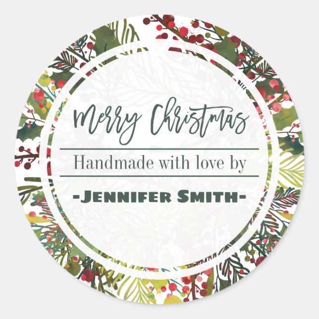 Adesivo Redondo Bonita Floral Feita Com Amor