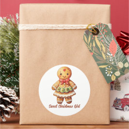 Adesivo Redondo Bonita Garota de Natal Cookie
