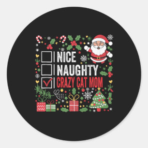 Adesivo Redondo Bonita Gato Louco Mãe Papais noeis de Natal Engraç