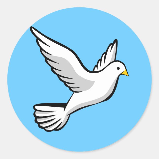 Adesivo Redondo Bonita ilustração de animação de pomba branca (Frente)