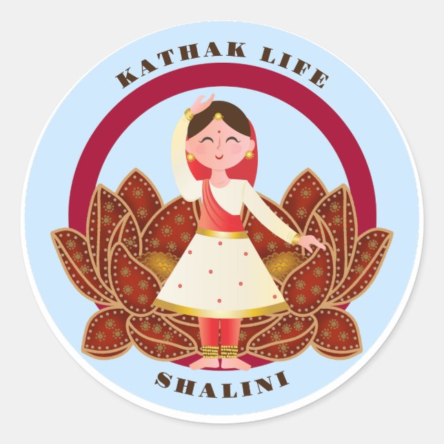 Adesivo Redondo Bonita Kathak Dance Sticker (Frente)