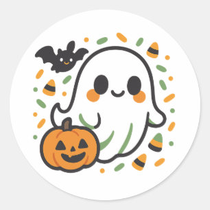 Adesivo Redondo Bonita Kawaii Ghost Halloween Feker Diversão