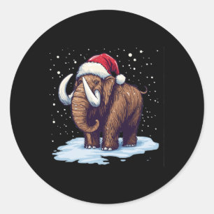 Adesivo Redondo Bonita Mamute Com Papai Noel Para Um Natal Jolly