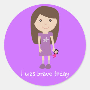Adesivo Redondo Bonita Menina E Boneca, Eu Era Corajosa Hoje, Pau