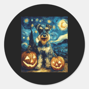Adesivo Redondo Bonita miniatura Schnauzer Cachorro Halloween Jack