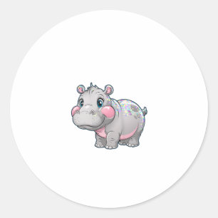 Adesivo Redondo Bonita MOO DENG Baby Pygmy Hippo Girls Besties Cre