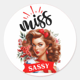Adesivo Redondo Bonita Pinup_ Miss Sassy