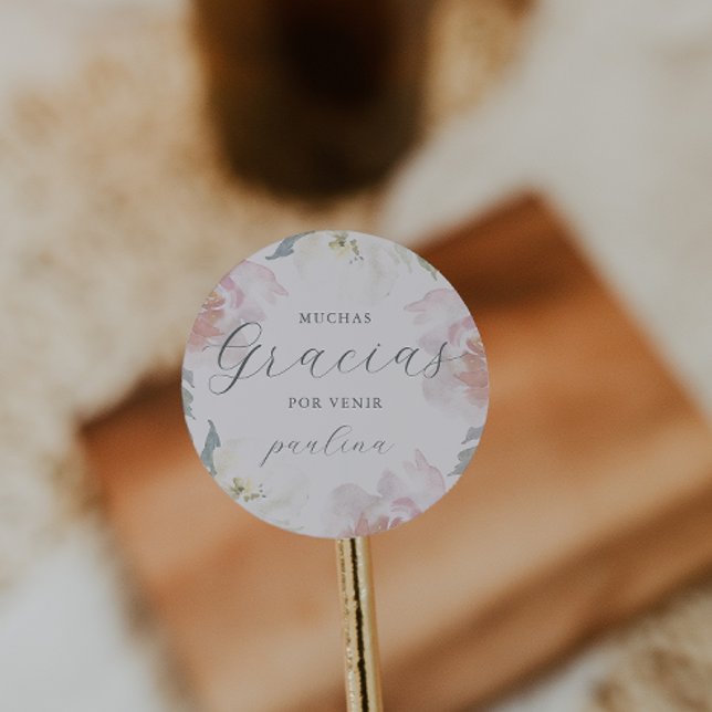 Adesivo Redondo Bonita Quinceañera Gracias Floral (Criador carregado)