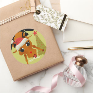 Adesivo Redondo Bonita Reindeer