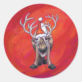 Adesivo Redondo Bonita Reindeer Natal Em Vermelho