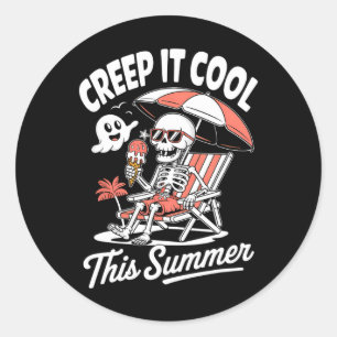 Adesivo Redondo Bonita Summerentre Ghost Funny Beach Halloween